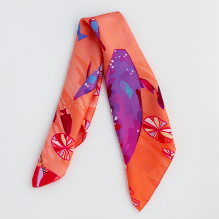 Petit carré de soie orange