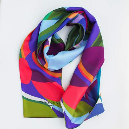 echarpe soie multicolore