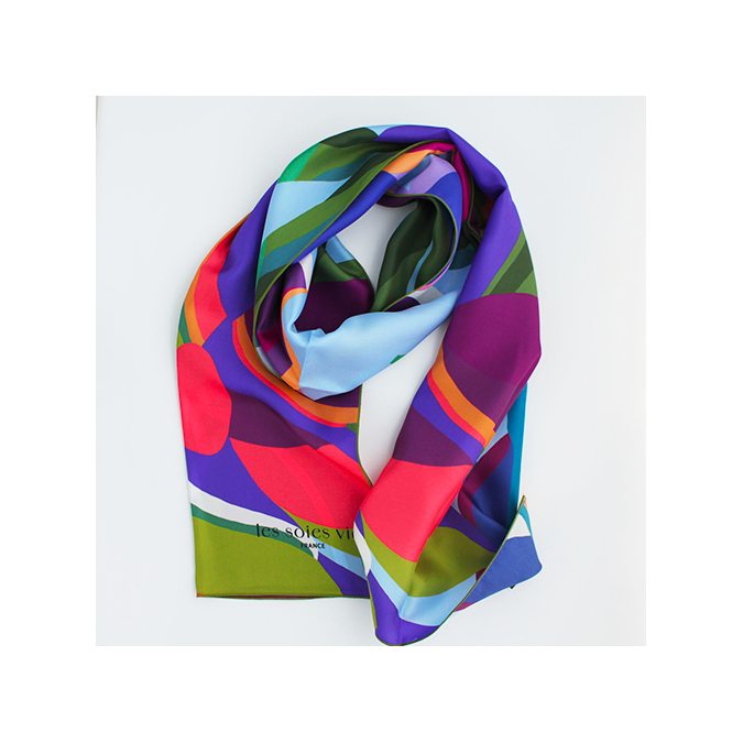 echarpe soie multicolore