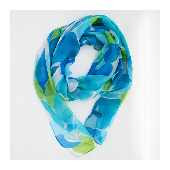 Grande étole bleu et verte