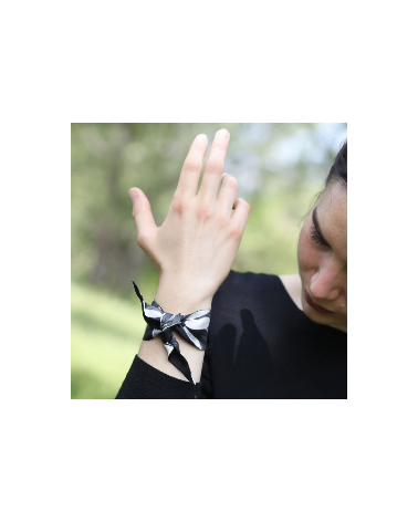 Bracelet de soie noir et blanc