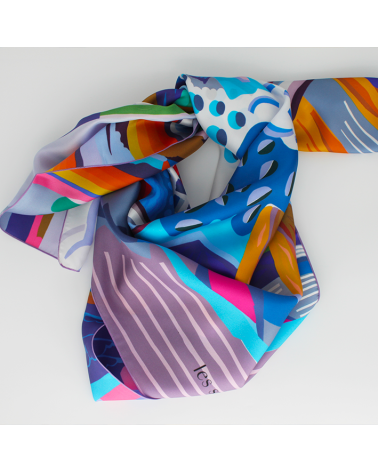 foulard en soie bleu