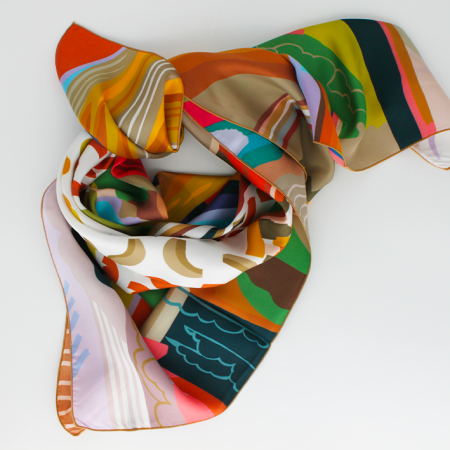 Grand foulard en soie d'automne
