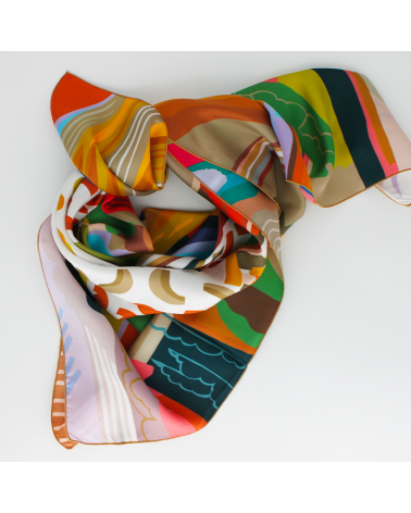 Grand foulard en soie d'automne