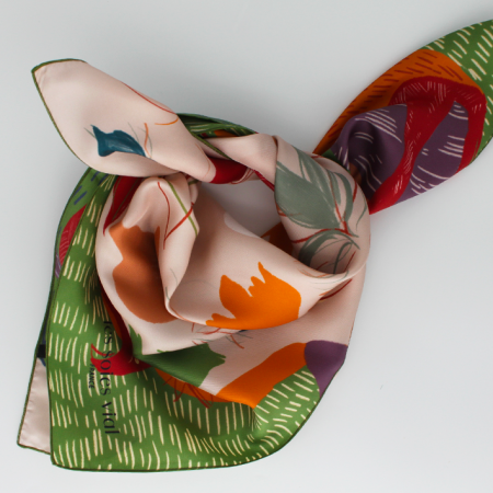 foulard en soie oiseaux