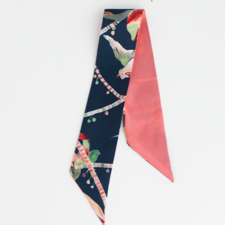 bandeau de soie marine et rose