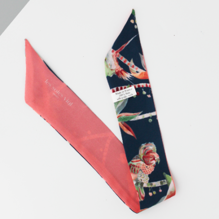 bandeau de soie marine et rose