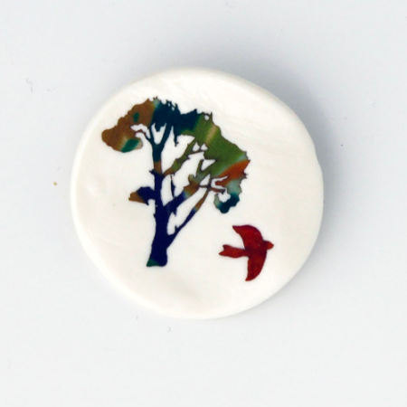 broche arbre soie et porcelaine