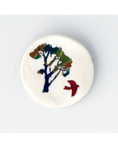 broche arbre soie et porcelaine