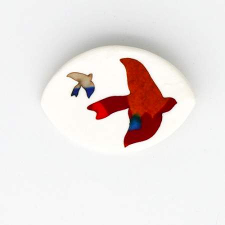 broche oiseaux porcelaine et soie