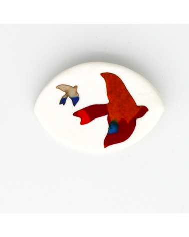 broche oiseaux porcelaine et soie