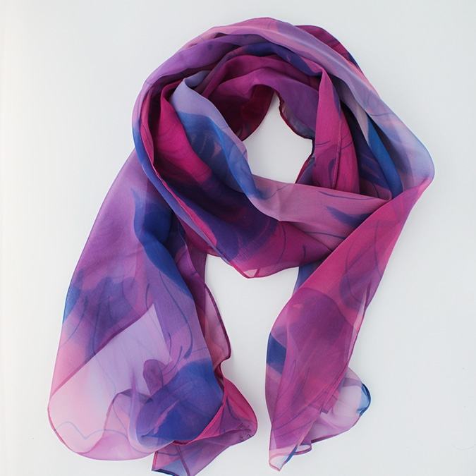 grande etole soie peint main violine