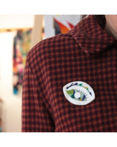 broche oeil verte porcelaine