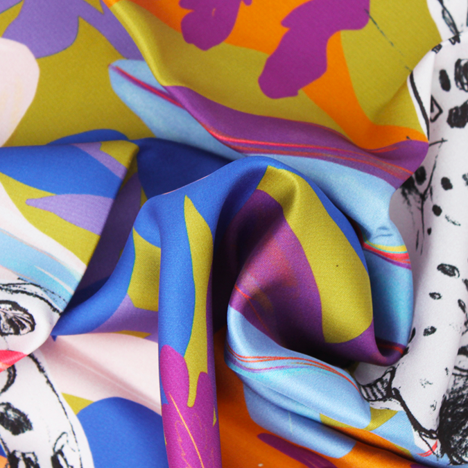 carré de soie fauve caki et violine