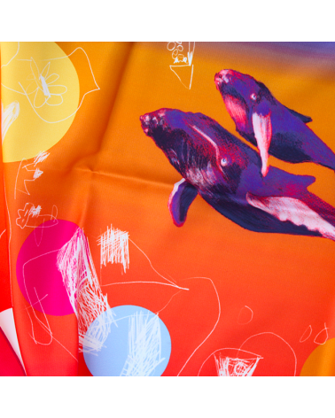 carré de soie orange baleines