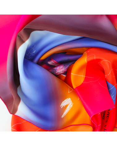 Carré de soie multicolore baleine