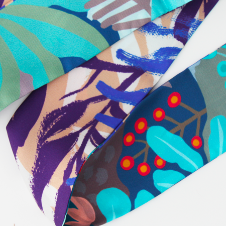 bandeau de soie réversible bleu