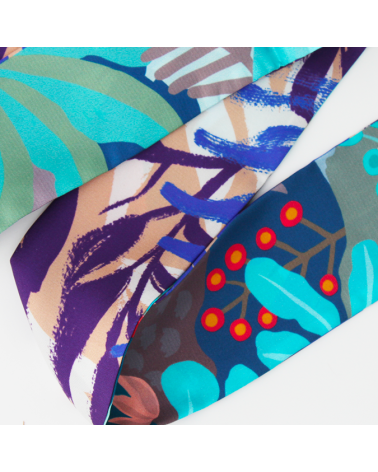 bandeau de soie réversible bleu