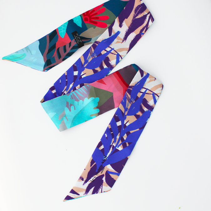 Bandeau de soie bleu