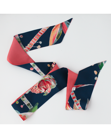 bandeau de soie marine et rose Farandole
