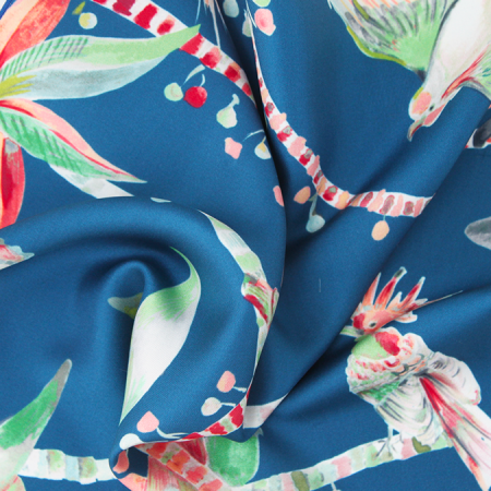 petit carré de soie bleu oiseaux