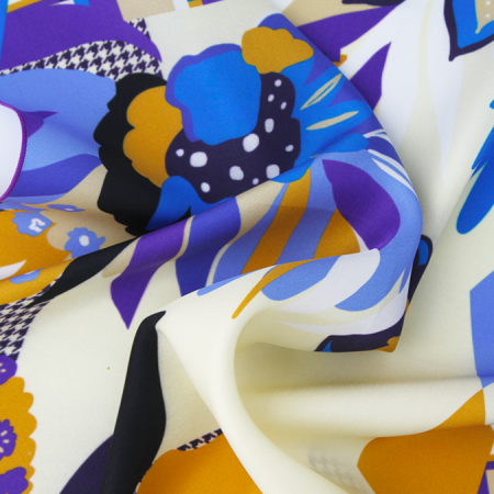 petit carré de soie bleu et jaune d'or