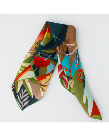 Carré de soie beige, caki