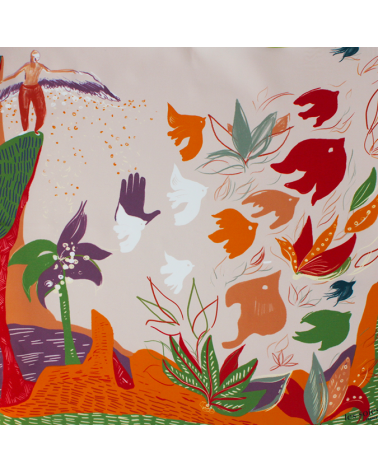 Grand carré de soie oiseaux