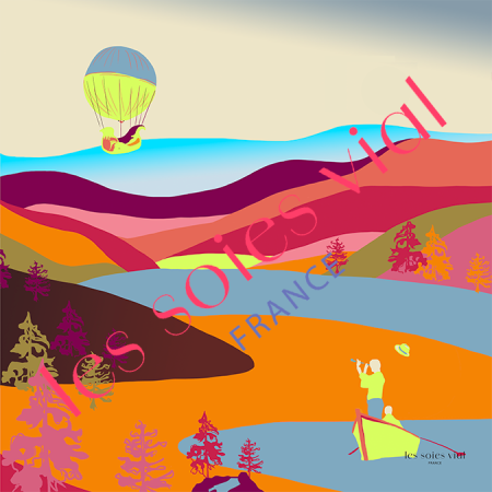 grand carré de soie montgolfière