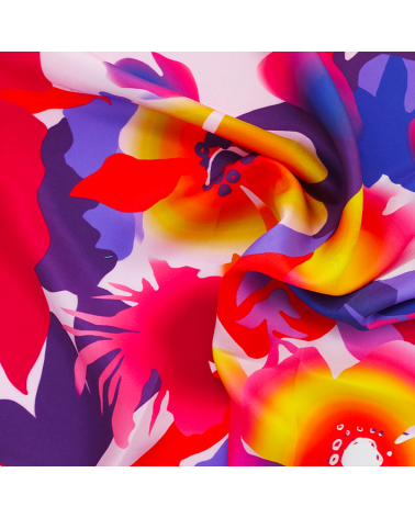 Carré de soie jaune et rose