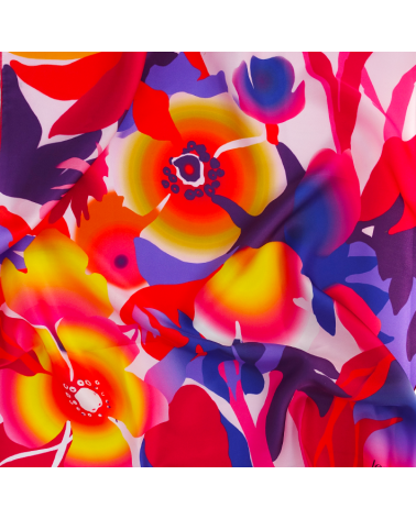 foulard en soie jaune et rose