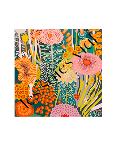 carré de soie fleurs vertes