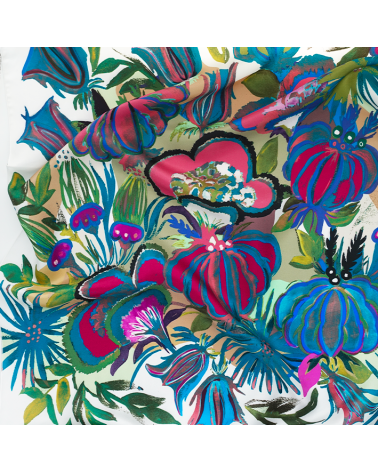 foulard en soie caki et rose