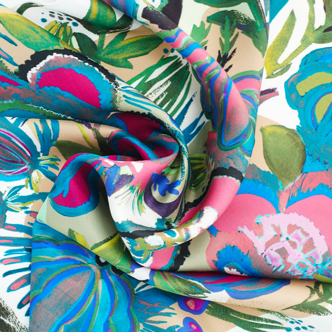 carré de soie rose et caki