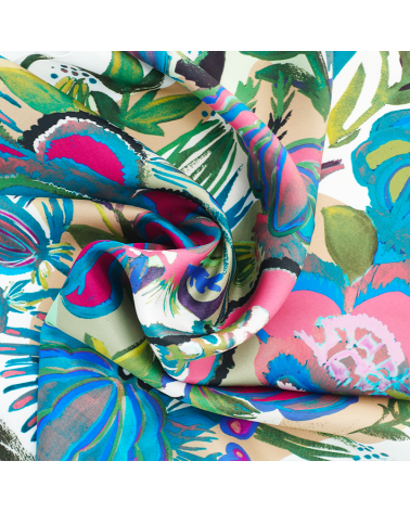 carré de soie rose et caki