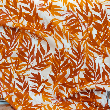 Carré de soie feuillages beige