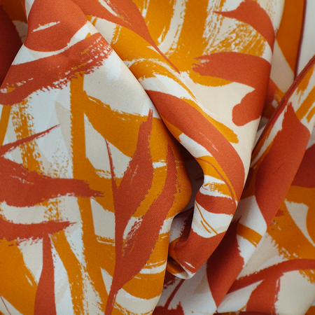 echarpe soie feuillage beige