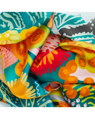 green and yellow silk scarves