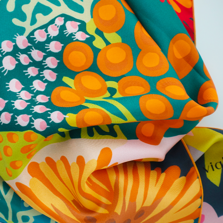 green and yellow silk scarf