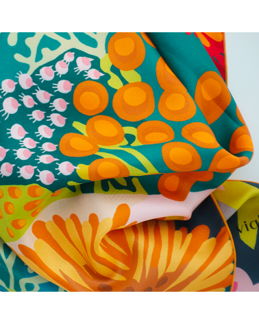 green and yellow silk scarf