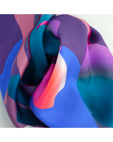 echarpe soie violet et rose