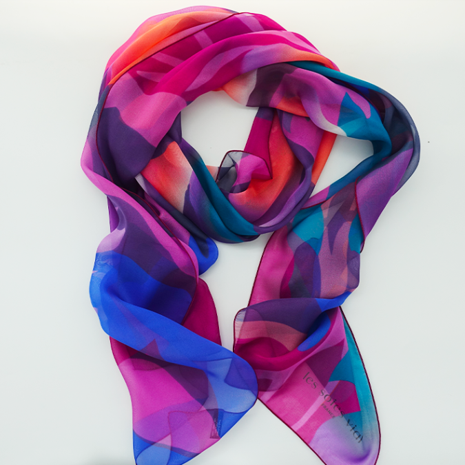 Etole en mousseline de soie violet