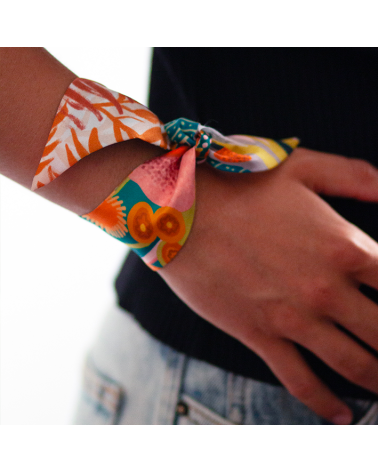 bracelet soie vert et jaune