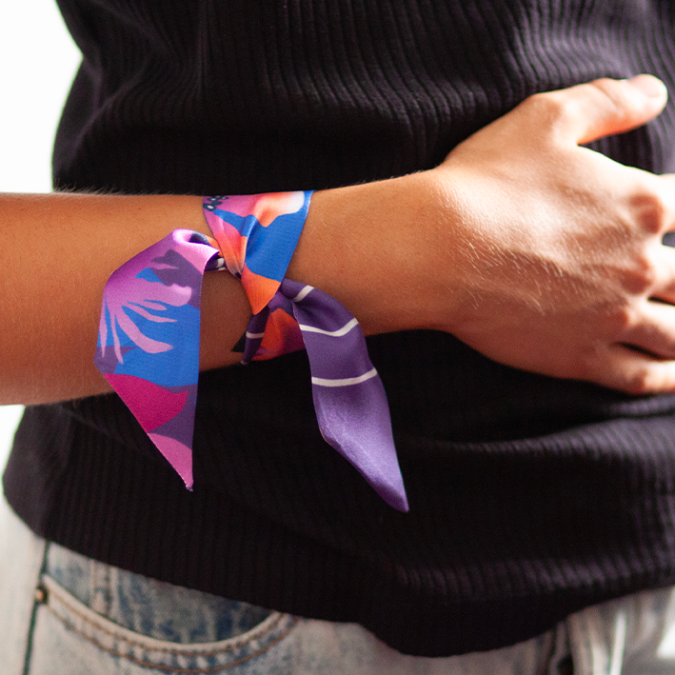 bracelet de soie violet