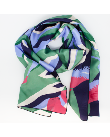 echarpe soie ciel vert et rose Bony