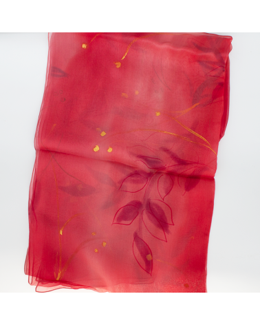 peinture sur soie rouge orangée