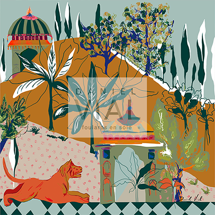 motif tigre vert et orange